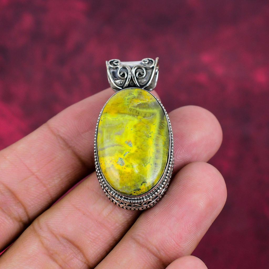 Bumblebee Jasper Pendant, 925 Solid Sterling Silver Gemstone Jewelry, Handmade Pendant, For Mother Day