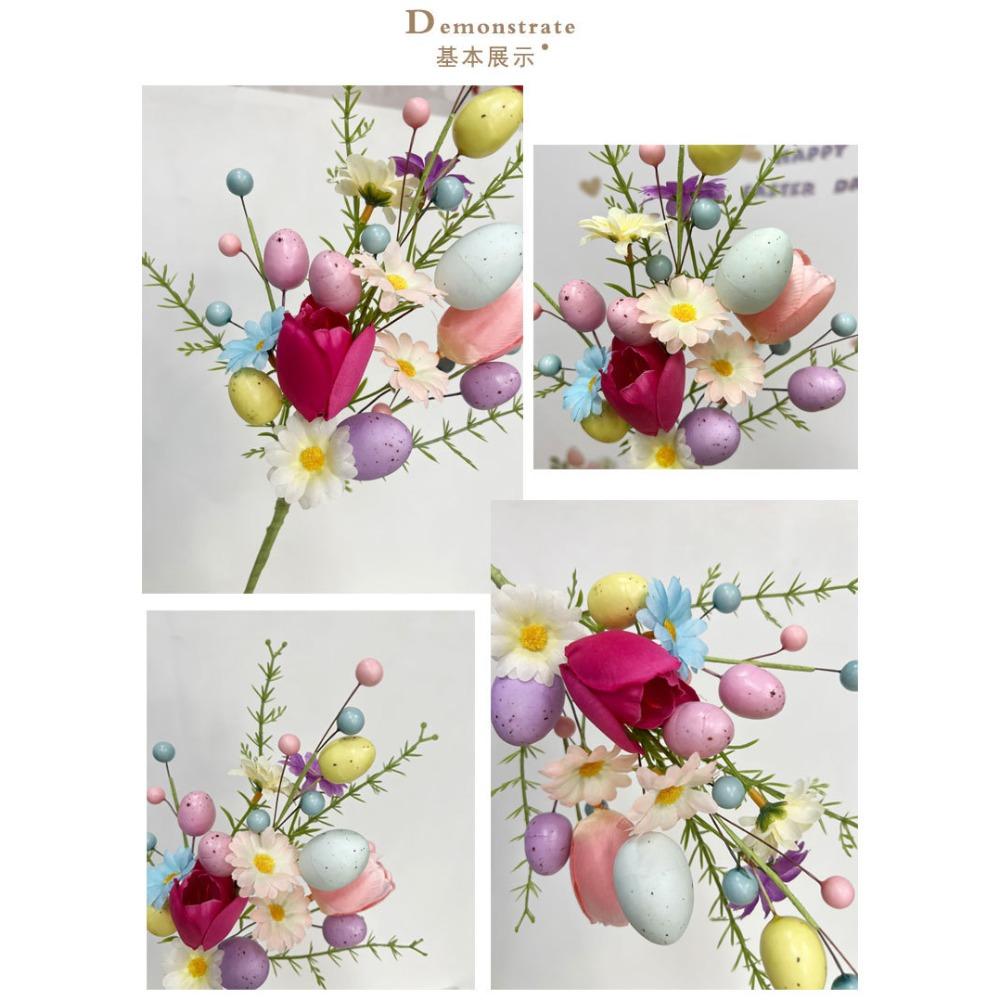 Easter Branches Picks Stems Glitter Fake Twig with Pastel Eggs Berries Eucalyptus for Vases Farmhouse Floral Decor Artificial Berry Stems for Vase (F)