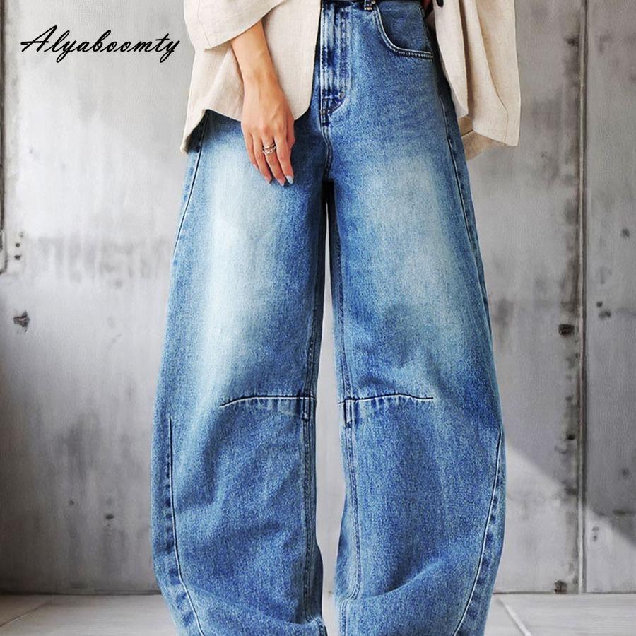 Korean Fashion Autumn Spring Women Streetwear Jeans High Waist Basic Blue Casual Loose Wide Leg Jeans Vintage Ladies' Denim Pants
