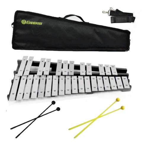 ENNBOM Tabletop Metallophone, 30 Notes, Folding, with 4 Mallets and Storage Case