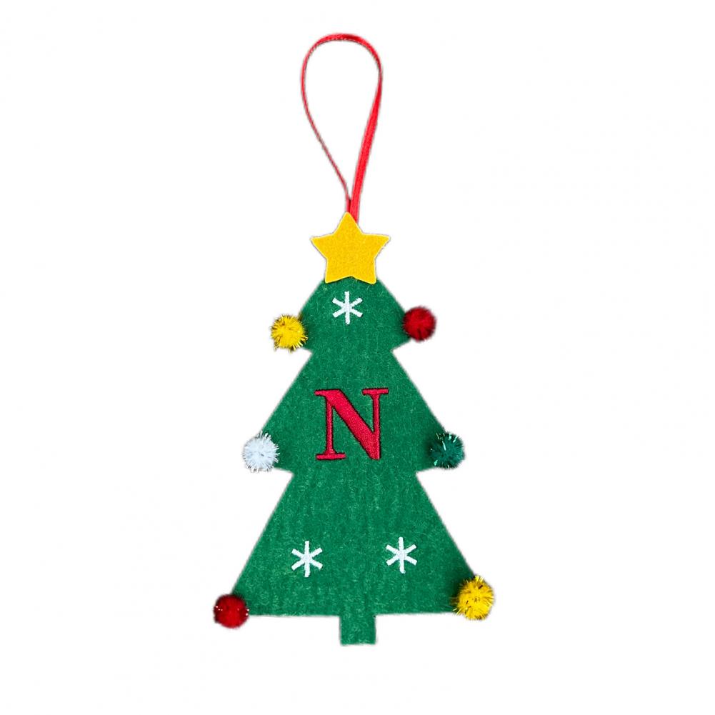 Christmas Tree Pendant Ornament with Lanyard 26 Letter Design Felt Fabric Holiday Xmas Tree Hanging Decoration