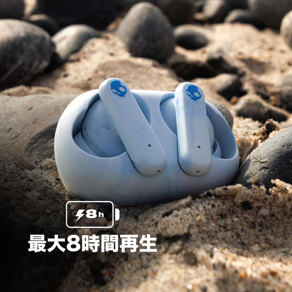 Official Skullcandy EcoBuds Wireless Fast Charging from Your Deep Bluetooth with Up to 8 Hours of IPX4 Includes Original Sticker Earbuds, USB-C