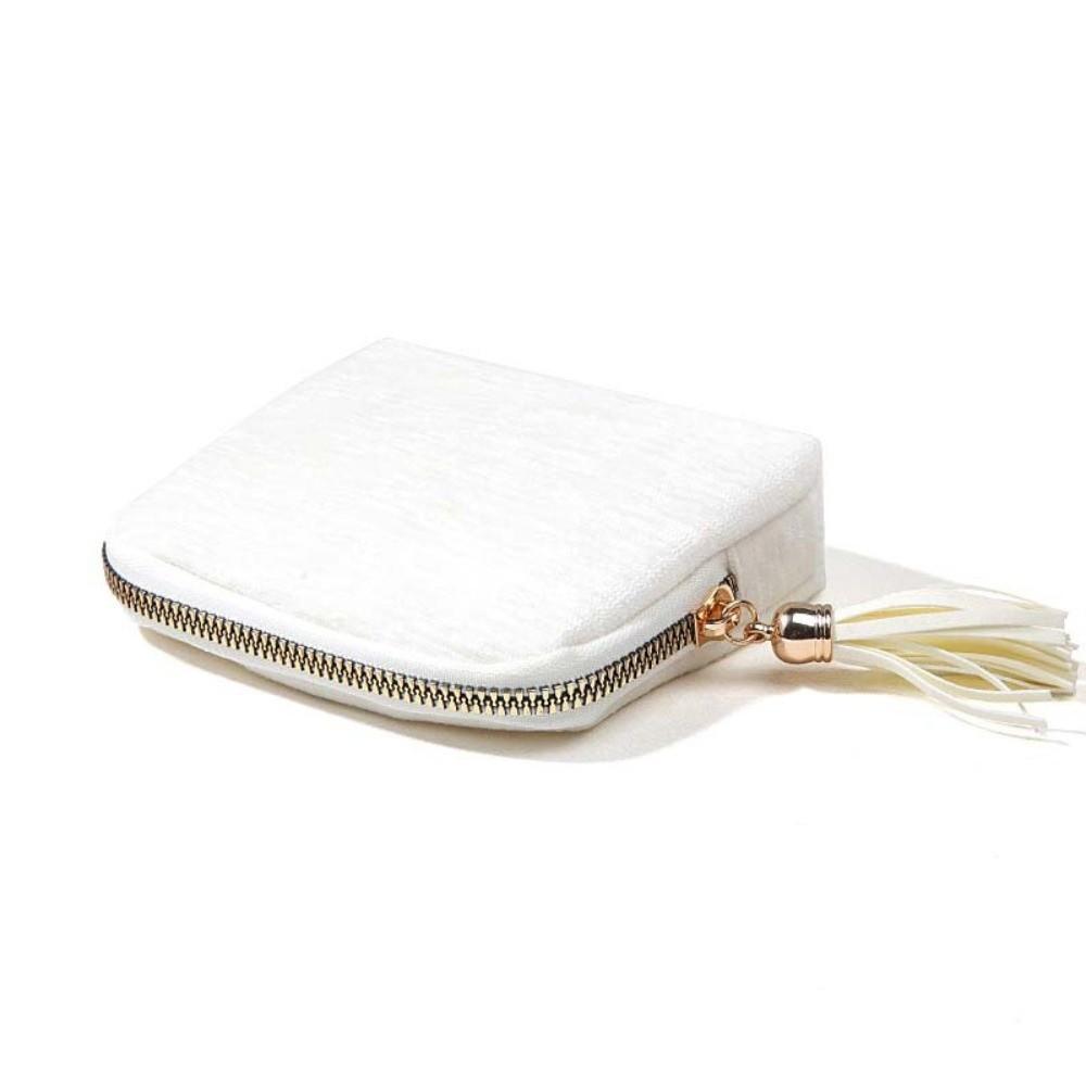 Tassel Zipper Travel Jewelry Case Flannel Jewelry Storage Pouch  for Rings, Bracelets, & Bangles