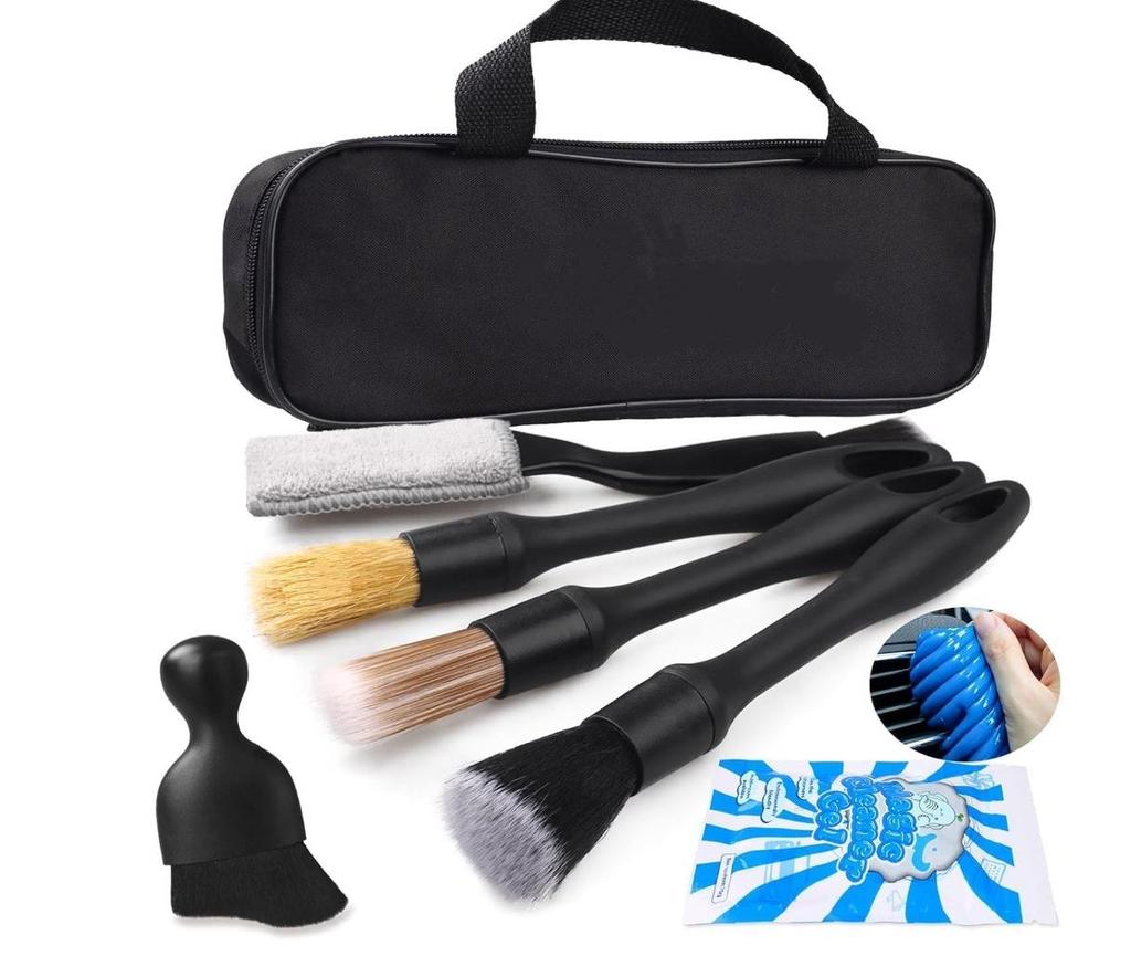 Multi-Purpose Car Cleaning Brush Set: Interior Air Vent, Soft Bristle, Tire Gap & Wash Brushes
