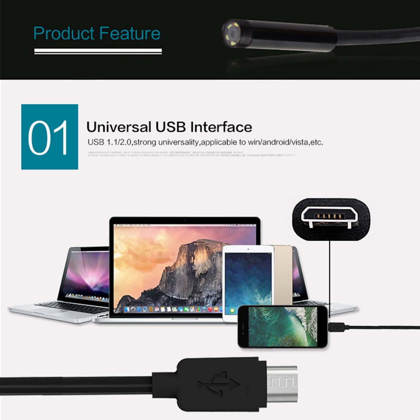 

7mm Focus Camera Lens 1.5M Waterproof 6 LED Android Endoscope Mini USB Cable Endoscope белый