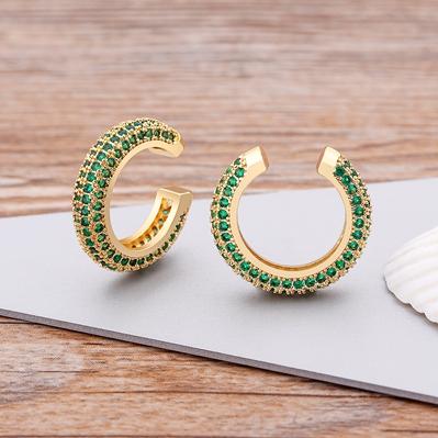 New Arrival Copper Zircon Round Ear Cuff For Women Without Piercing Earrings Jewelry Earcuff Real Gold Color Fashion Jewelry