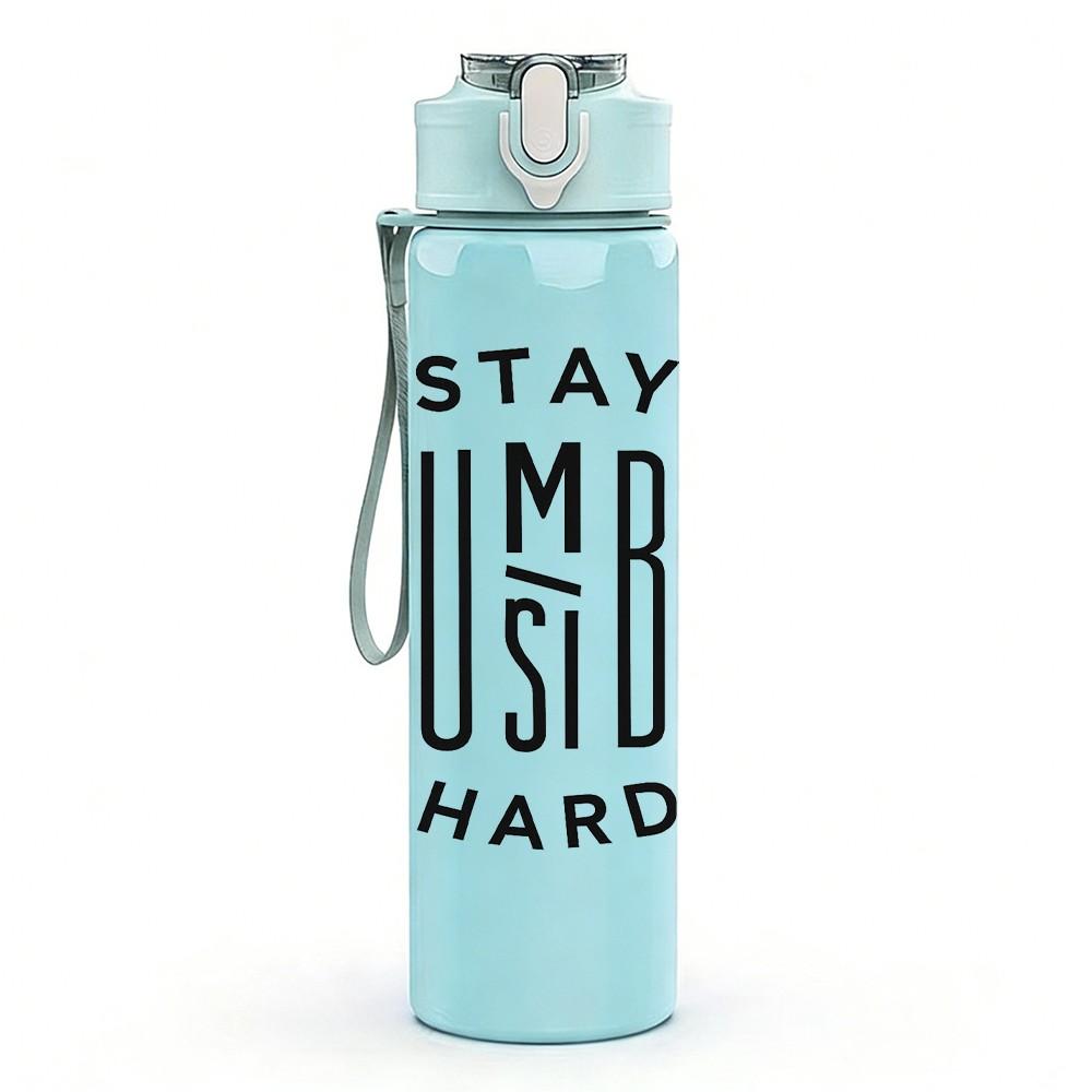 1PC Stay Humble Hard Text Print 750ml Color Plastic Sports Water Bottle Leakproof Flip Straw Lid Suitable for Sports Office Home Use