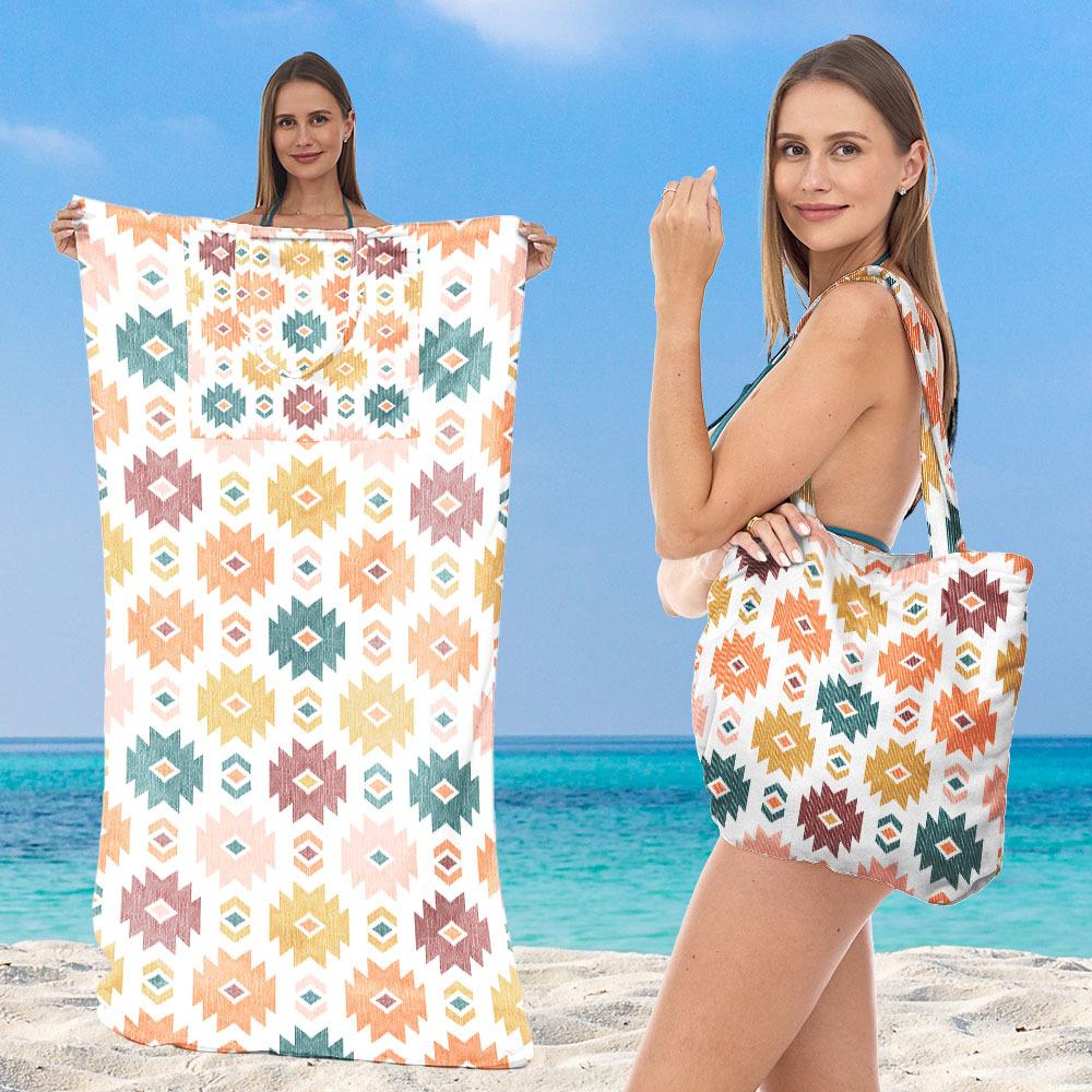 Damen 2-in-1 Faltbarer Strandtuch mit integrierter Tasche Multifunktionale Einzelschulter-Umhängetasche Für Schwimmen Wassersport
