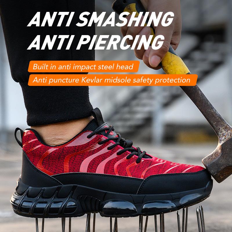 Fashion Air Cushion Safety Shoes Men Steel Toe Sneakers Woman Black Work Shoes Sneakers Security Protective Boots Indestructible Shoes