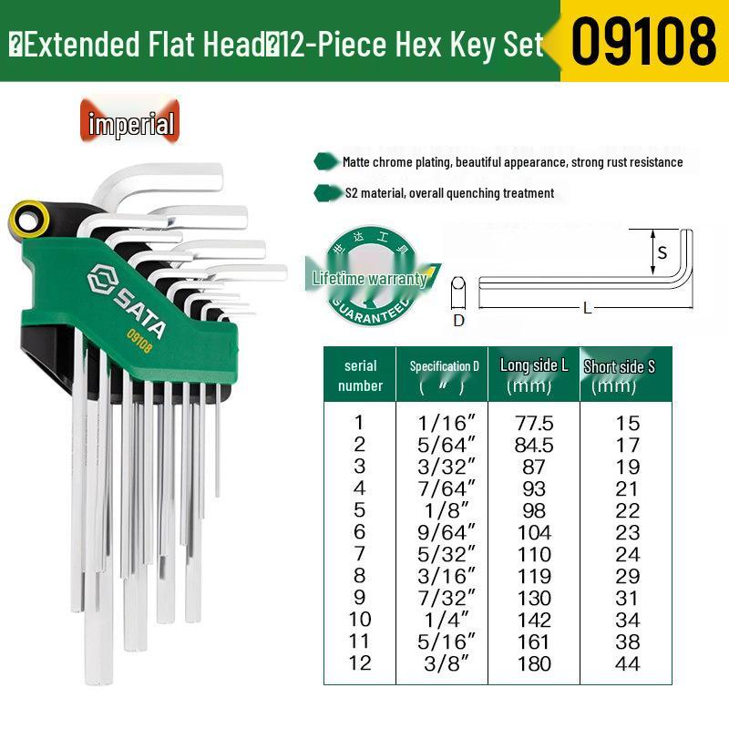 SATA Hex Key Set: Manual Six-Sided Screwdriver Tools