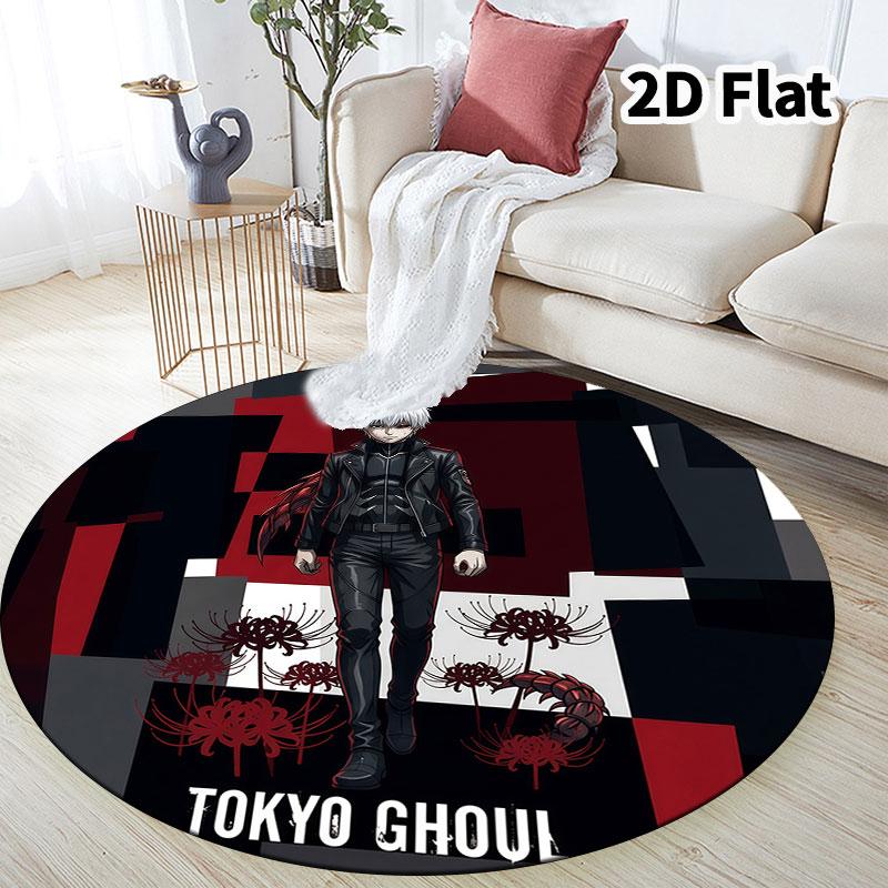 Tokyo Ghoul Runder Teppich Teppich für Wohnzimmer Schlafzimmer Sofa Spielzimmer Dekor Rutschfeste Bodenmatte