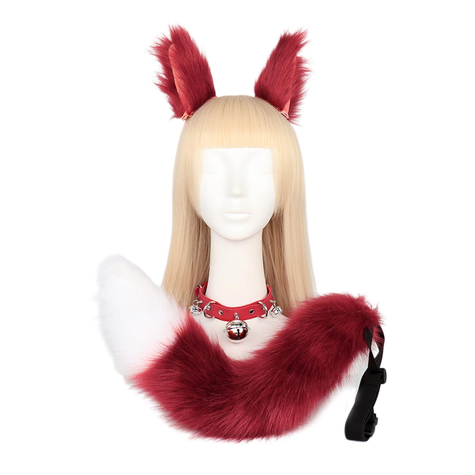 

3 Piece Fox Costume Set Fox Ears Headband Tail Choker for Adults Halloween Christmas Animal Cosplay Accessories Gift 5