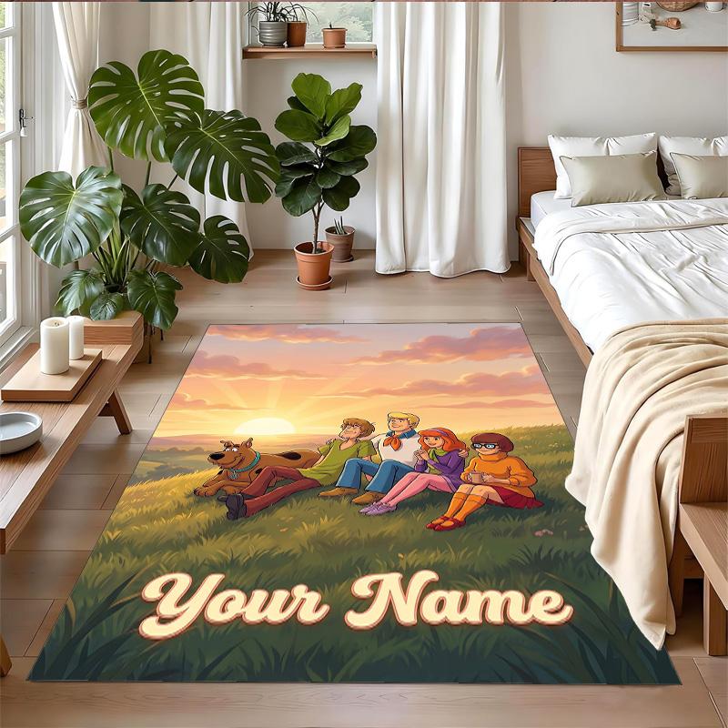 Crystal Velvet Rug Custom Name Text, Soft Non Slip Floor Mat Home DecorScooby-Doo