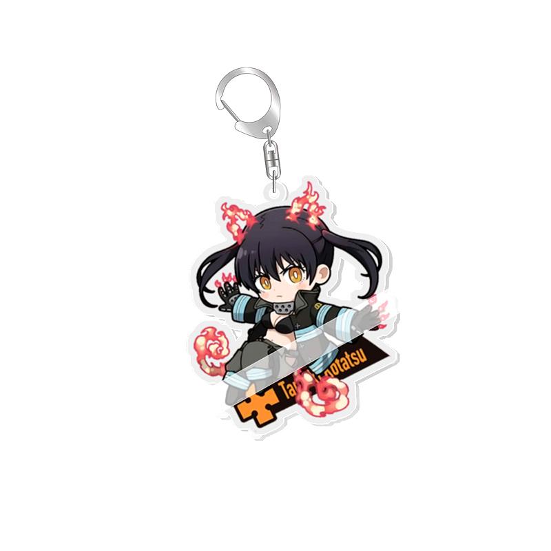 

Fire Force Shinra Kusakabe Anime Keychains Arthur Boyle Kotatsu Tamaki Cartoon Keyrings Bag Tag Trendy Cosplay Accessories
