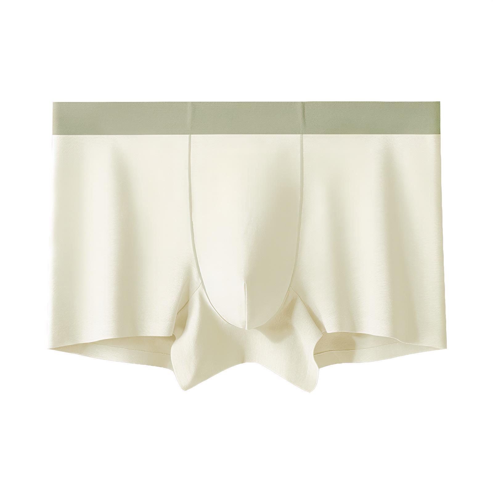 Men s Seamless Pure Cotton Boxer Briefs - Solid Color Youth Shorts 2XL