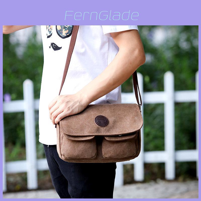 Retro Mens Canvas Messenger Bag With Adjustable Strap For Business Travel