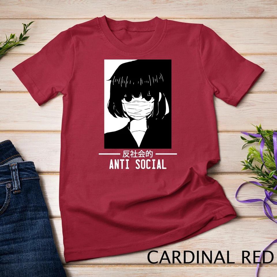 Anti Social Japanese Text Aesthetic Vaporwave Anime Gift T-Shirt Unisex T-shirt 2 XL