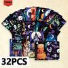 32pcs, cartoon abstract Halloween postcards, suitable for birthday/anniversary gifts, collectible, giftable, and mailable.