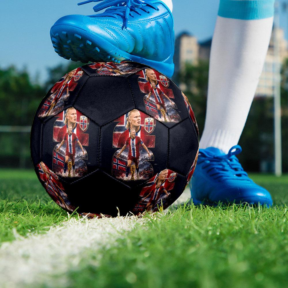 1PC Haaland Talent Size 5 Soccer Ball PrahaIndoor Soccer Ball Colorful All Ages Machine Stitched PVC Competition Ready Durable High-Bounce