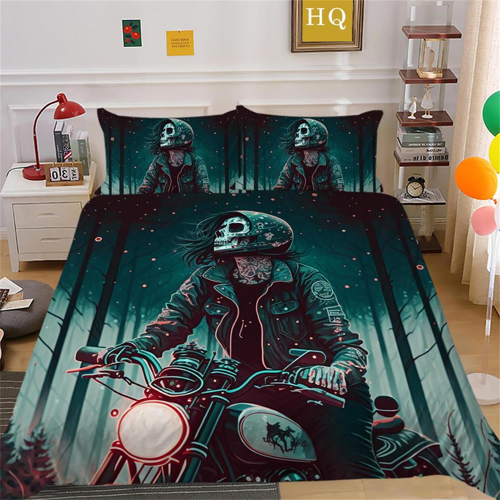3D Skull Head Beauty Bedding Set Quilt Cover Pillow Cover Bedding Set AU King Full Size Single/Double Bed Home Decoration