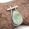 Necklace Amazonite Gemstone Natural Beads Round 20" Blue Pendant Silver Faceted