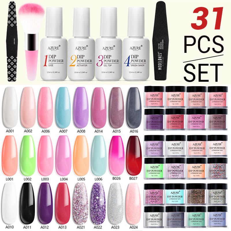 Satın alın 31PCS/Set Dip Powder Nail Kit With Dip Liquid Nail Art Gel