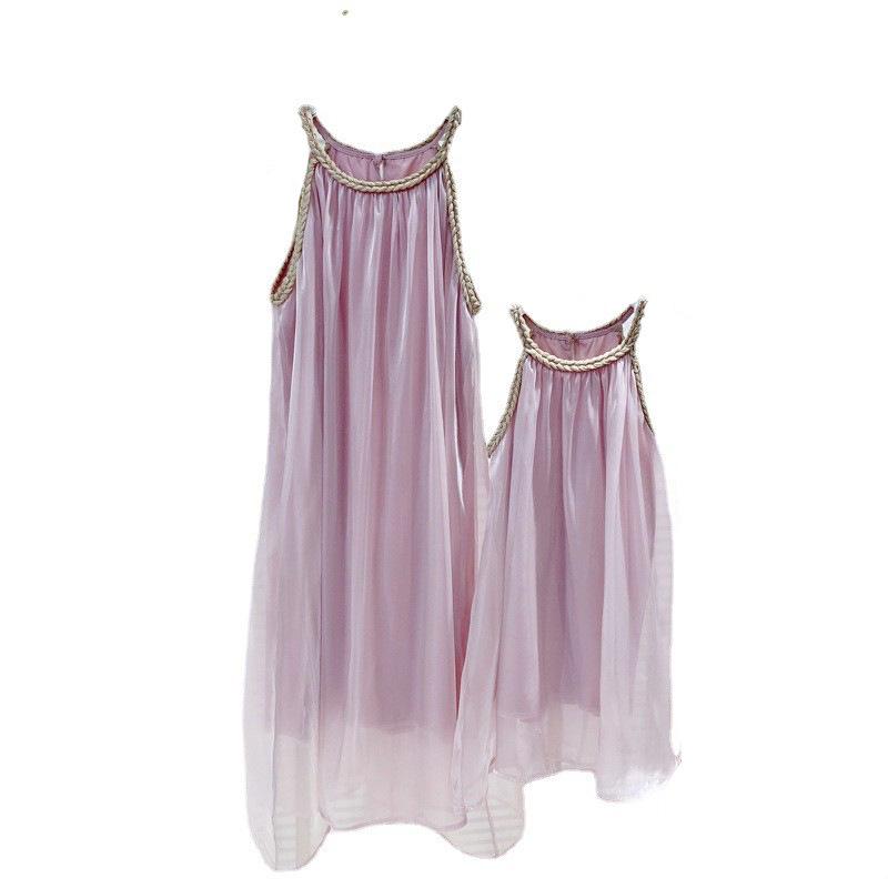 Summer 2023 Mother-Daughter Pearlescent Quicksand Princess Dresses – Fashionable Matching Evening Outfits
