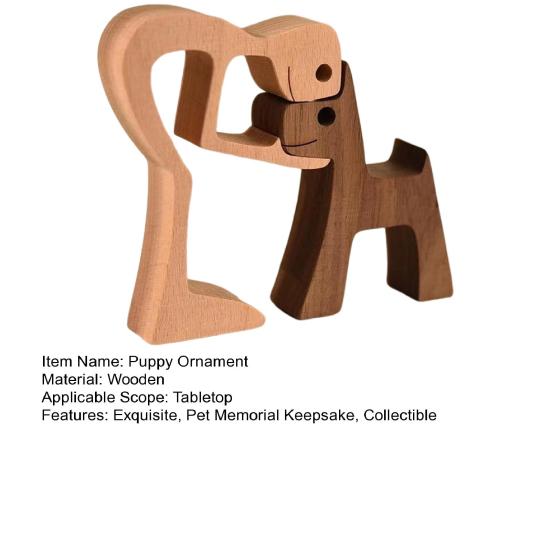 Dog Wooden Sculpture Pet Memorial Gift Dog And Man Woman Statue Home Decor Puppy