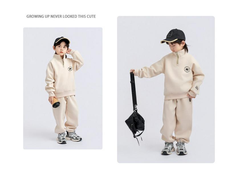 Chlapecká trendy fleecová sportovní souprava - Podzim/Zima 2025: Silná Teplá Dvoudílná Mikina a Tepláky
