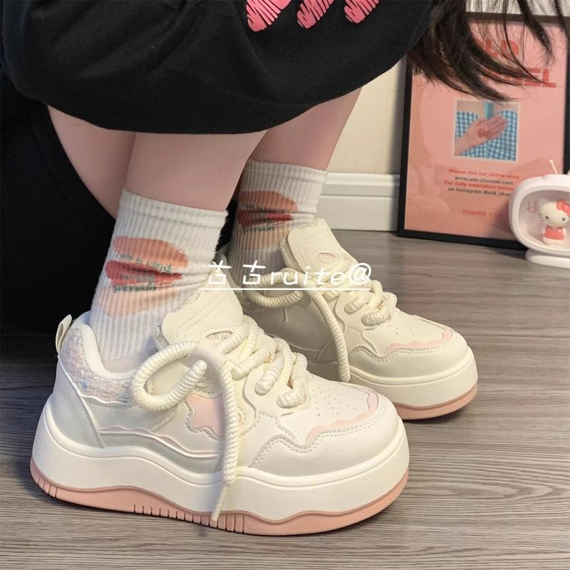 2025 new campus style platform women's shoes spring and summer versatile popular white shoes female leisure sports female students