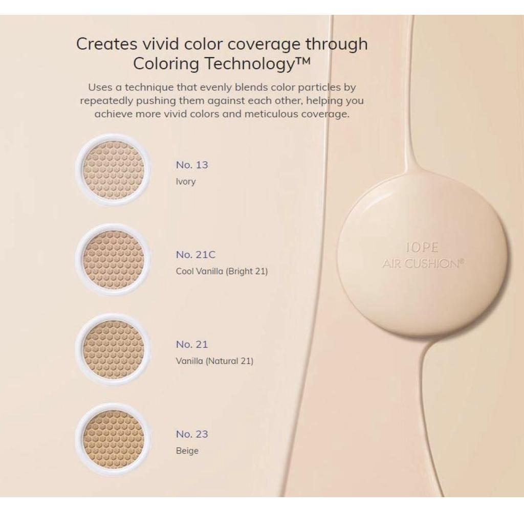Iope Air Cushion Natural 15g*1 (Hlavní + Náplň) -21C Cool Vanilka