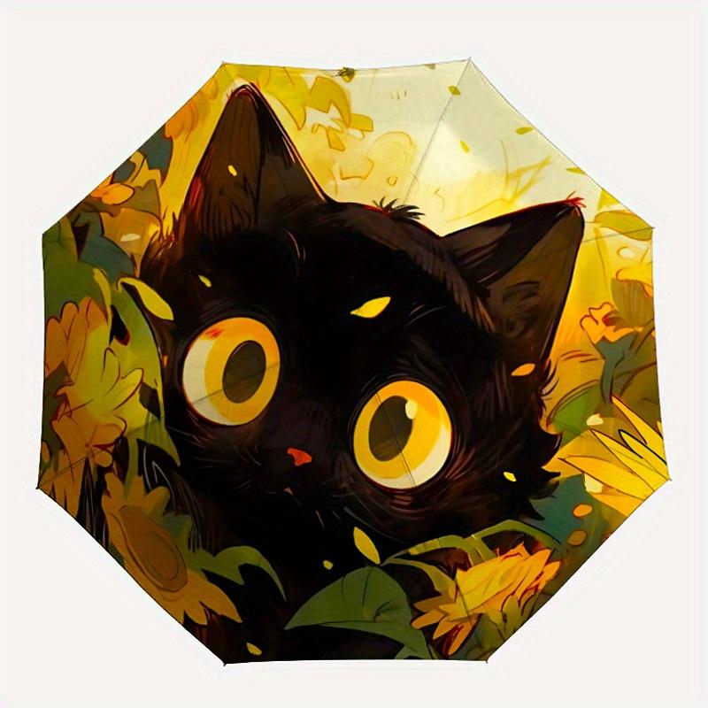 

1pc Black Cat Automatic Open/close Folding Umbrella, Compact Portable Travel Umbrella,Durable Construction yy250814186
