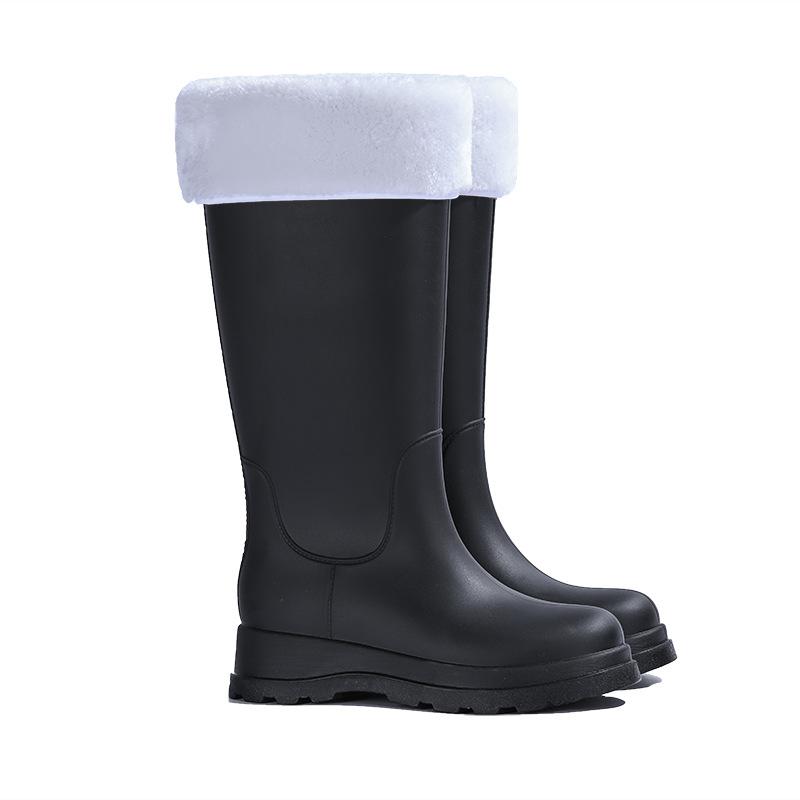 Fashion classic rain shoes women's high rain boots rainy day outdoor travel thickened non-slip waterproof shoes women's rubber shoes British boots