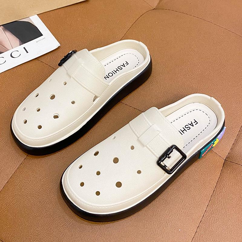 Trendy Women's Summer Closed-Toe Non-Slip Slip-On Slippers with Thick Sole