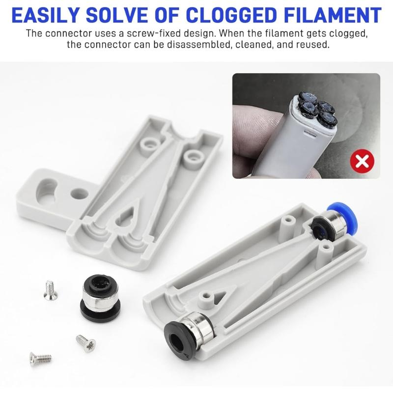 Upgraded Removable PTFE Tube Connectors PTFE Tube Adapter Suitable With X1C X1 P1P P1S P2S H2D H2S H2C 3D Printers