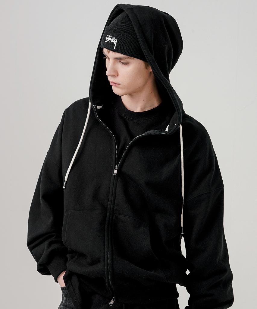 Ezkaton Over Drop Heavy Cotton Zip-Up Hoodie Black Shot6766