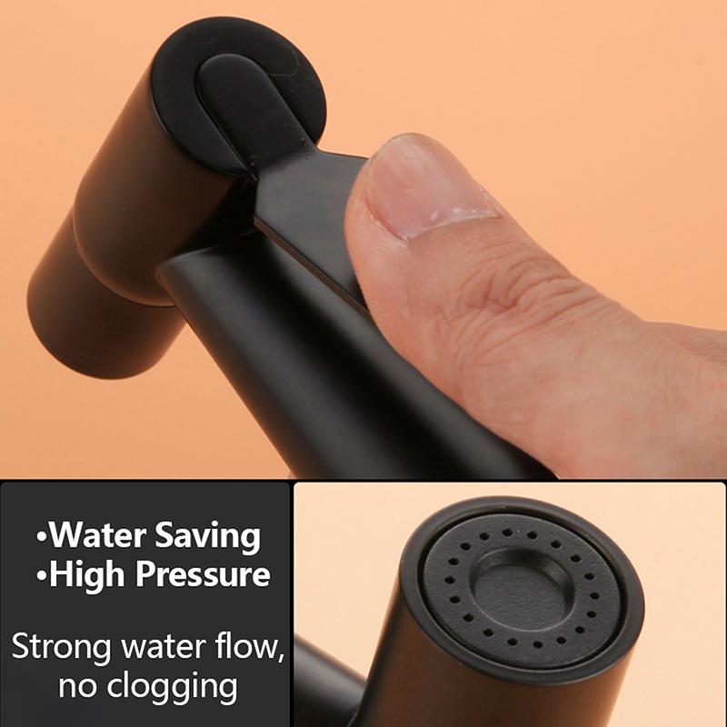 Black Stainless Steel Handheld Bidet Sprayer Set for Toilet Premium Pressurized Bathroom Shower Head with Spring Hose & Valve