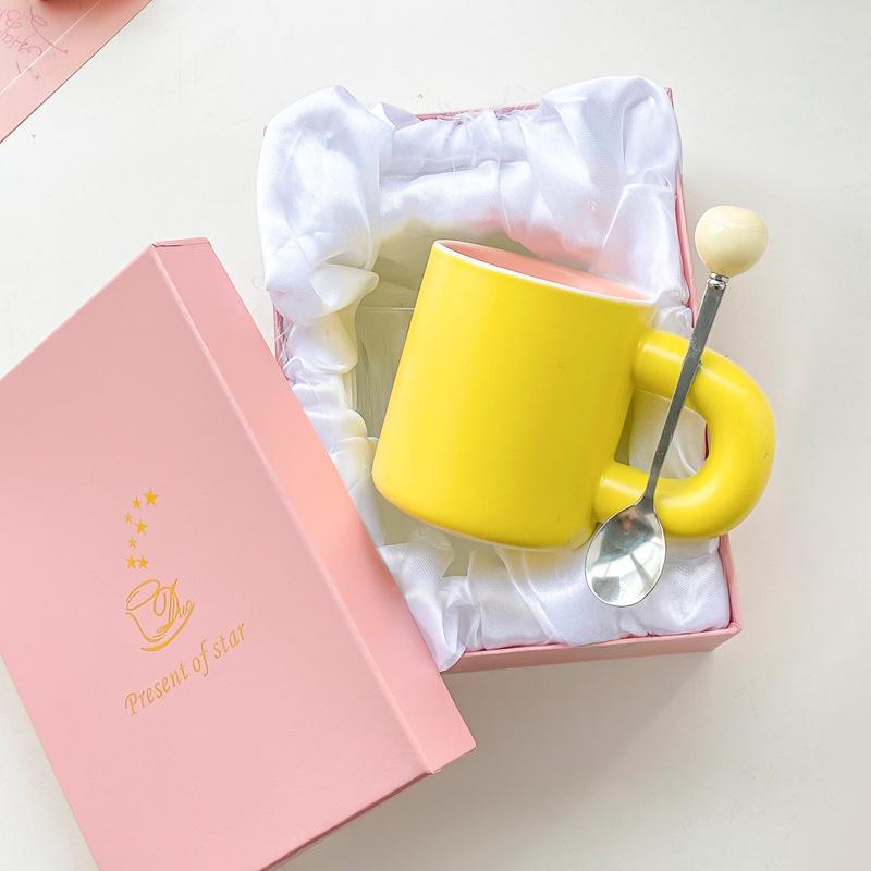 Korean Mug Niche Design Sense Ceramic Cup for Girls' Office High value Coffee Milk Cup