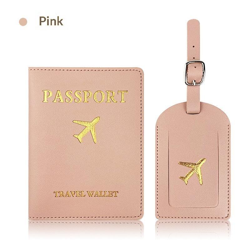 2Pcs/Set Pu Travel Passport Cover Luggage Tag Suitcase Identifier Label Baggage Boarding Bag Tag Name Id Address Passport Holder