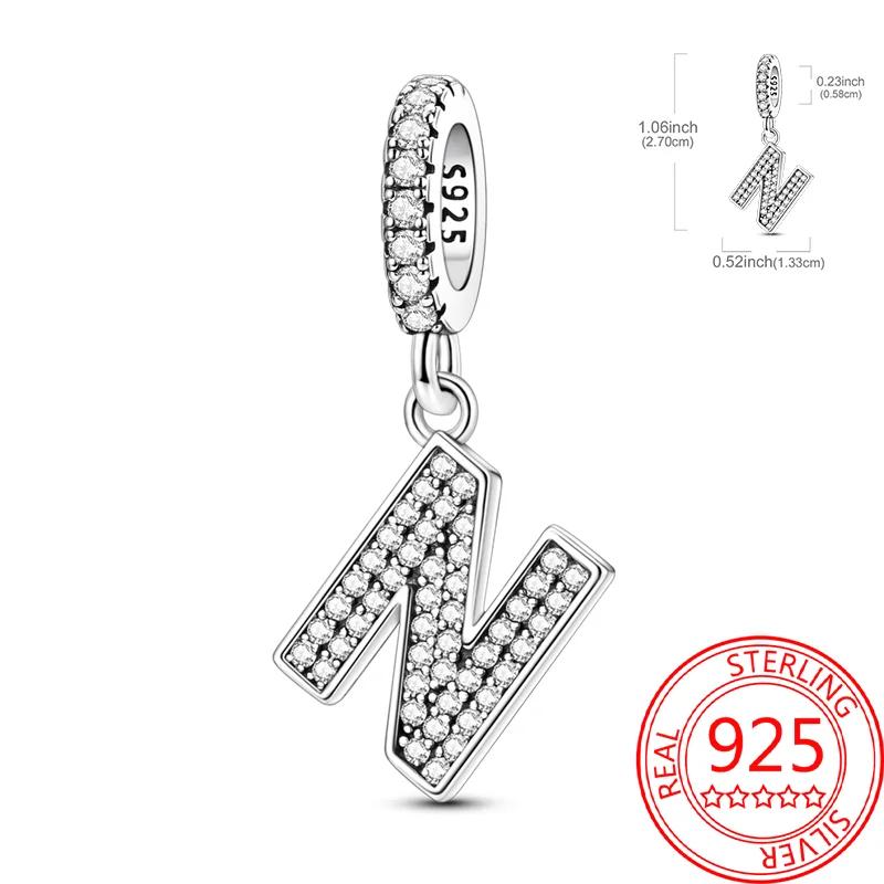 Copper 26 Letters Alphabet Charms Bead Inlaid Shiny Zircon Diy Love Letters Jewelry Gift Fit Original Bracelet For Women