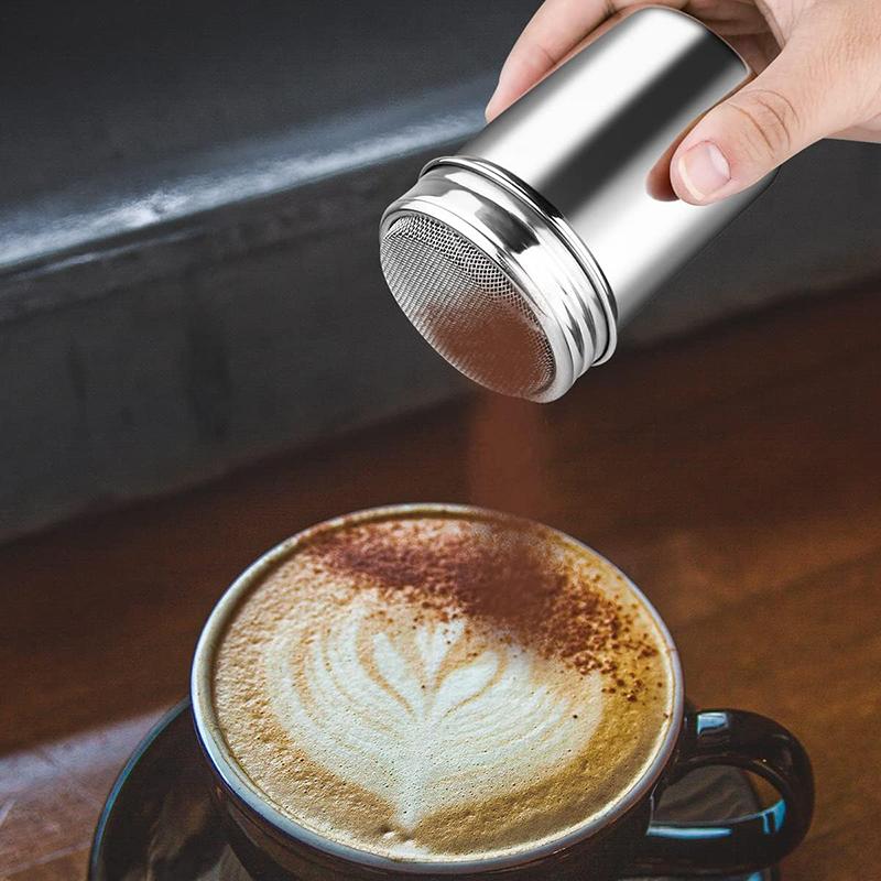 Stainless Steel Coffee Shaker Sifter with Lid Flour Sugar Salt Shaker Icing Mesh Sifter BBQ Seasoning Bottle Kitchen Supplies