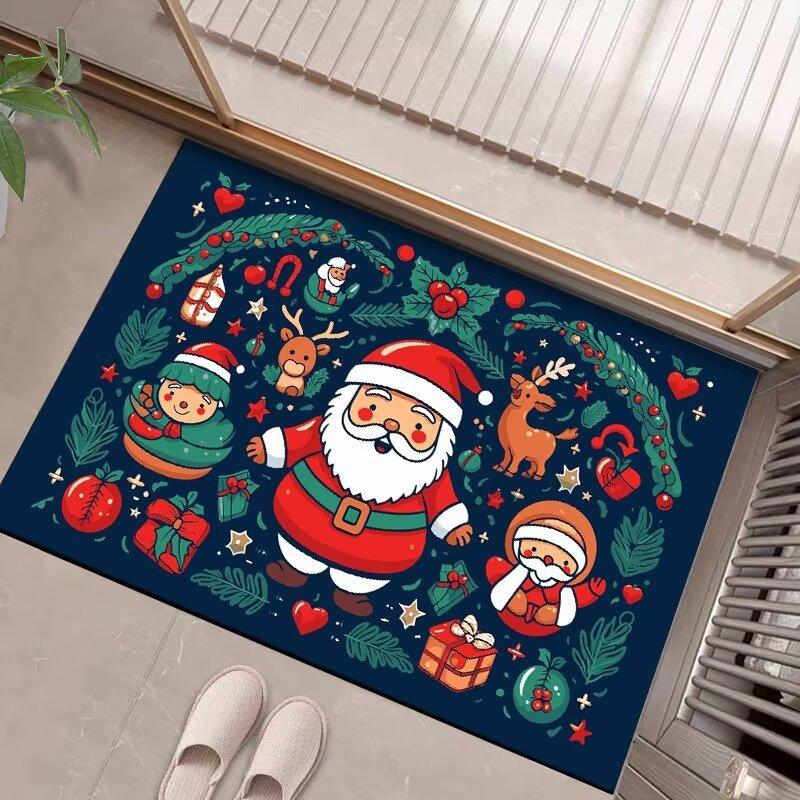 

Рождественский коврик для пола Коврик для входной двери Коврик для входной двери Crystal Velvet Нескользящий впитывающий Рождественский ковер 80 * 100cm (crystal velvet point plastic bottom)