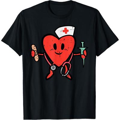 Valentines Day Nurse Heart Cute Nursing Scrub Top RN Women T-Shirt