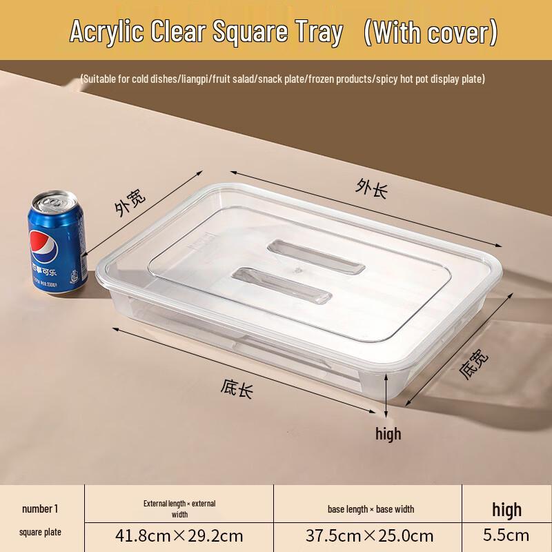 Acrylic Rectangular Food Display Tray with Lid