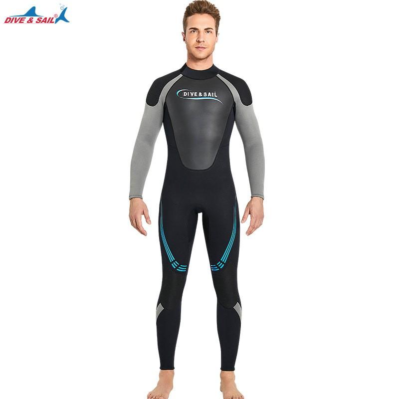 3MM Diving Suit Men's Warm Long-sleeved One-piece Women's Cold Surfing Snorkeling Swimming Pants