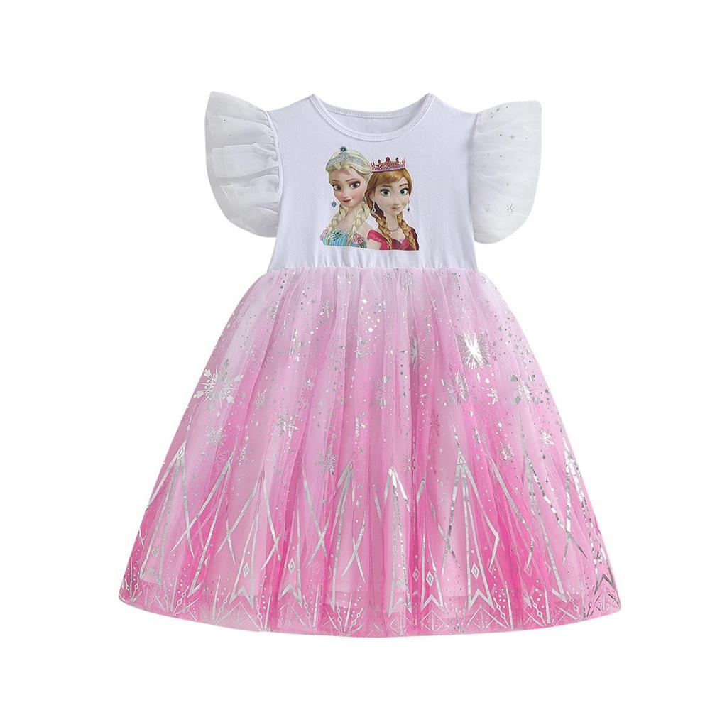 Girls' Summer 2024 Elsa Princess Dress - New Fashion Frozen & Snow White Design
