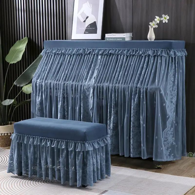 Șal din dantelă din catifea Husă de praf pentru pian șifon brodat franceză, protecție pentru pian, frumoasă pentru bancă de uz casnic Pânză rezistentă la praf