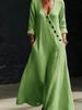 TikTok Summer Lazy Style V-Neck Pleated Swing A-Line Resort Maxi Dress Women One-Piece Long Dress