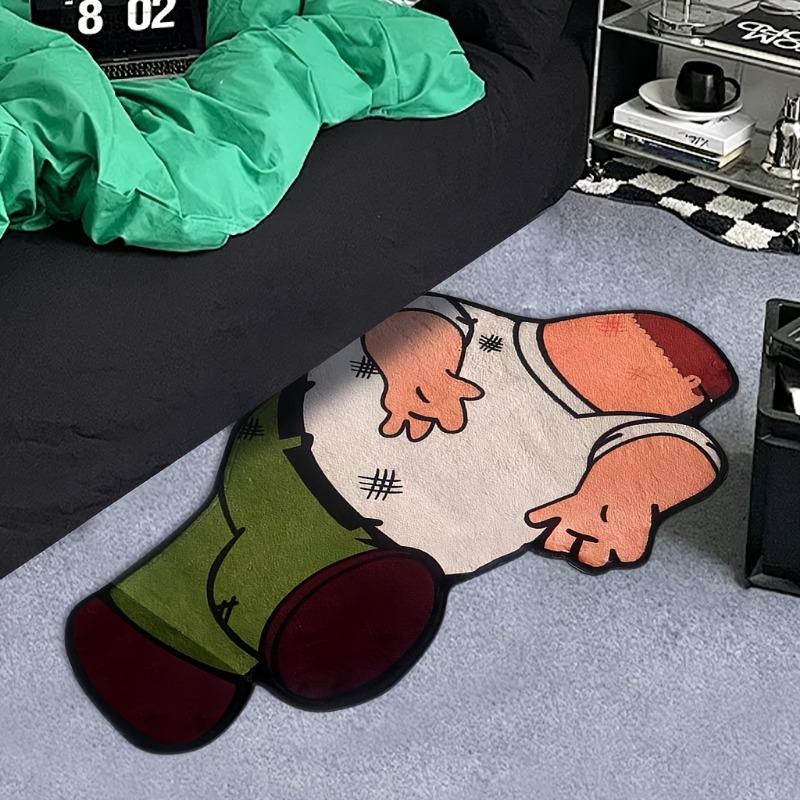 1pcs Faux Velvet Carpet Bathroom Mat Non Slip Absorbent Bedroom Rug Cartoon Design Decor for Home Household Supplies