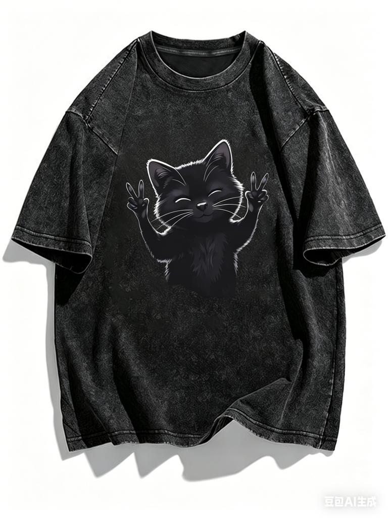 Vintage Raccoon Graphic Tshirt Washed Cotton Acid Wash Streetwear Tee Retro Animal Print Top Oversized Casual Unisex Apparel